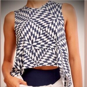 FP Movement by Free People Geometric Navy and White Tempo Tank Top Size Medium